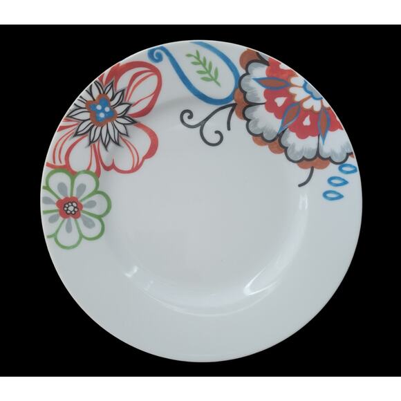 Fitz and Floyd Salad Plates Gourmet Mod Floral Set of Three Bright Floral Design - Picture 8 of 9